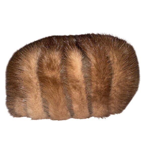 Vintage Deborah Exclusive Womens Fur Hat Pillbox 50s 60s Mink Brown Luxury - Picture 1 of 7
